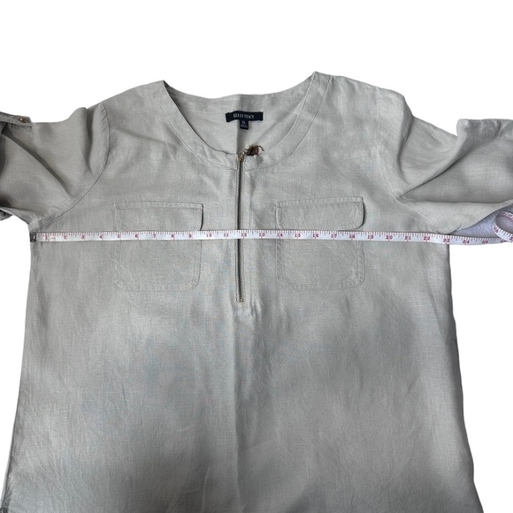 Ellen Tracy 100% Tan Linen 3/4 Sleeve Utility Top XL - Picture 5 of 9